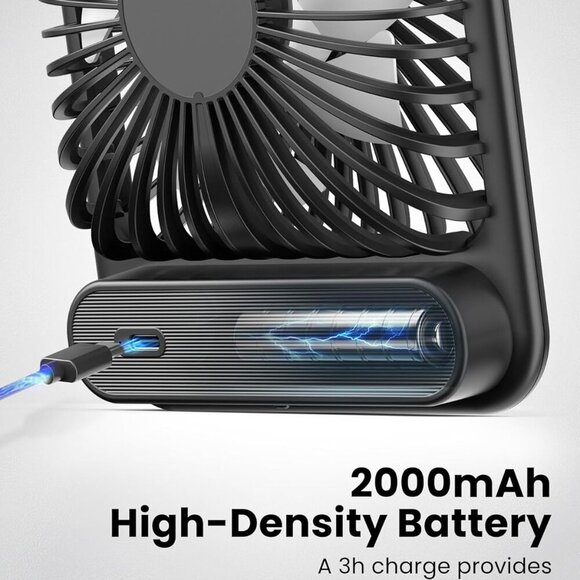 Desk Fan, Ultra Quiet 2.5-11h Battery Operated Small USB Fan with Strong Wind, 1 - Picture 5 of 7